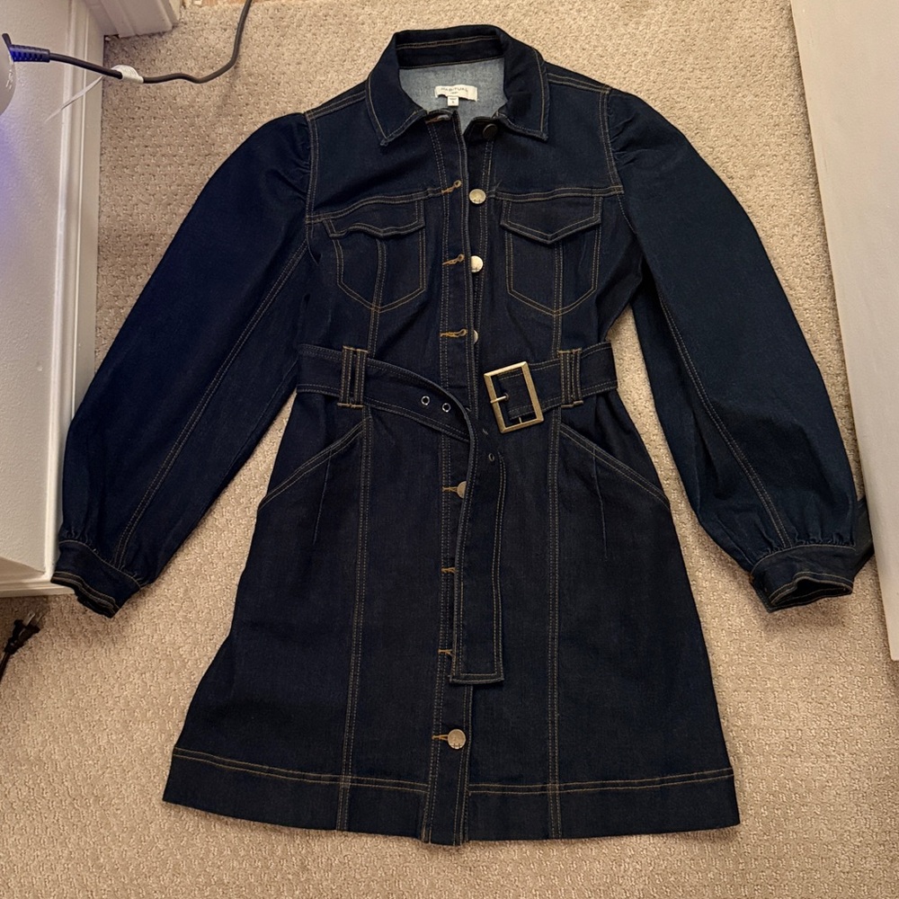 Habitual Dark Blue Long Sleeve Dress - Picture 7 of 13